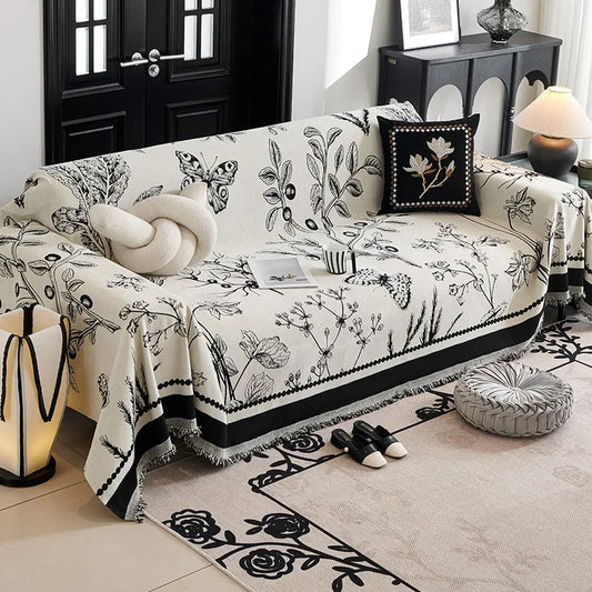 Vintage Floral Woven Pet Protected Sofa Cover