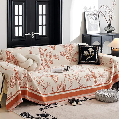 Vintage Floral Woven Pet Protected Sofa Cover